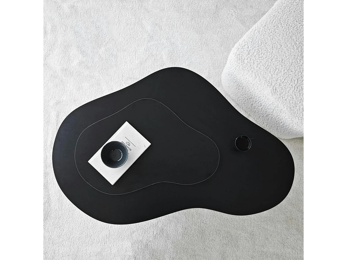 Table basse noire organique effet bois, 2 plateaux MARFA