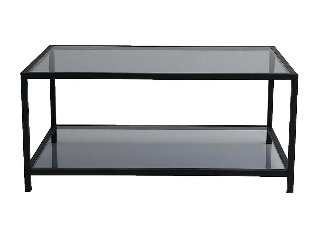 Table basse en verre fumé rectangulaire, 2 plateaux TULUM