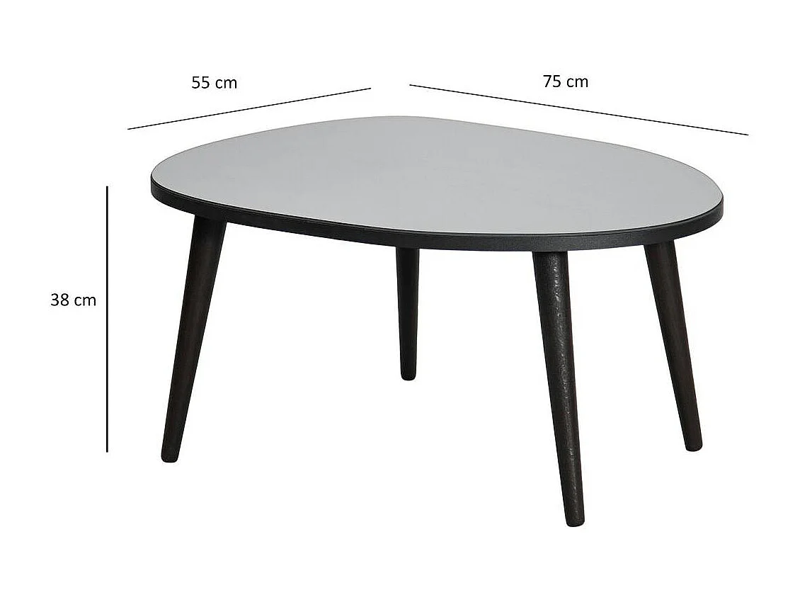 Table basse miroir forme organique pieds noirs TULUM