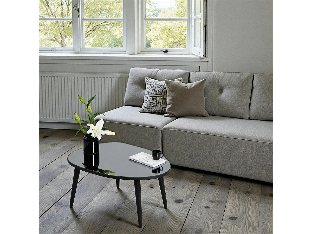 Table basse miroir forme organique pieds noirs TULUM