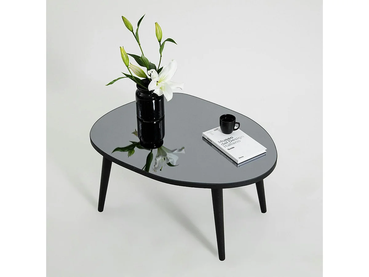 Table basse miroir forme organique pieds noirs TULUM