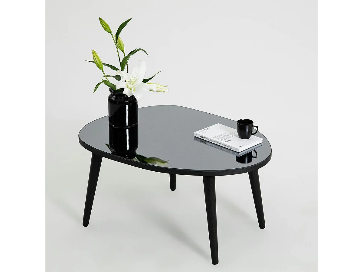 Table basse miroir forme organique pieds noirs TULUM