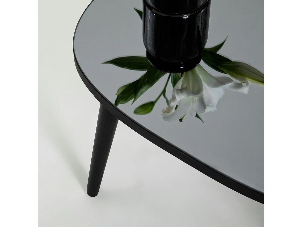 Table basse miroir forme organique pieds noirs TULUM