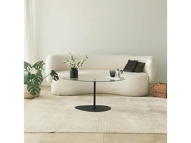 Table basse en verre, forme triangle organique TULUM