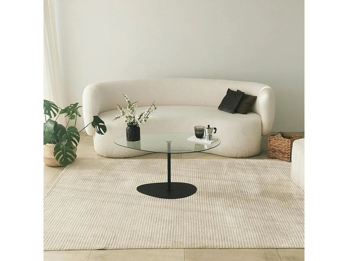 Table basse en verre, forme triangle organique TULUM