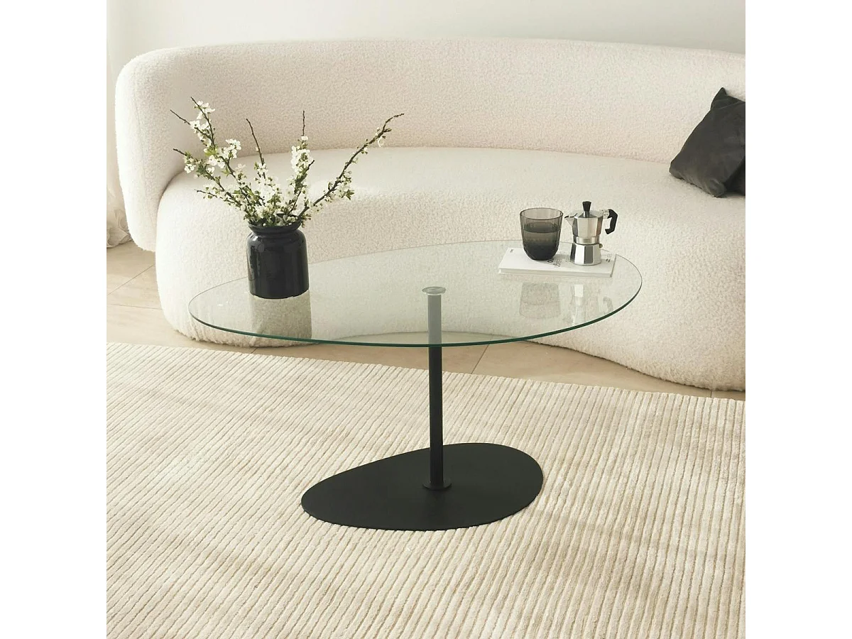 Table basse en verre, forme triangle organique TULUM