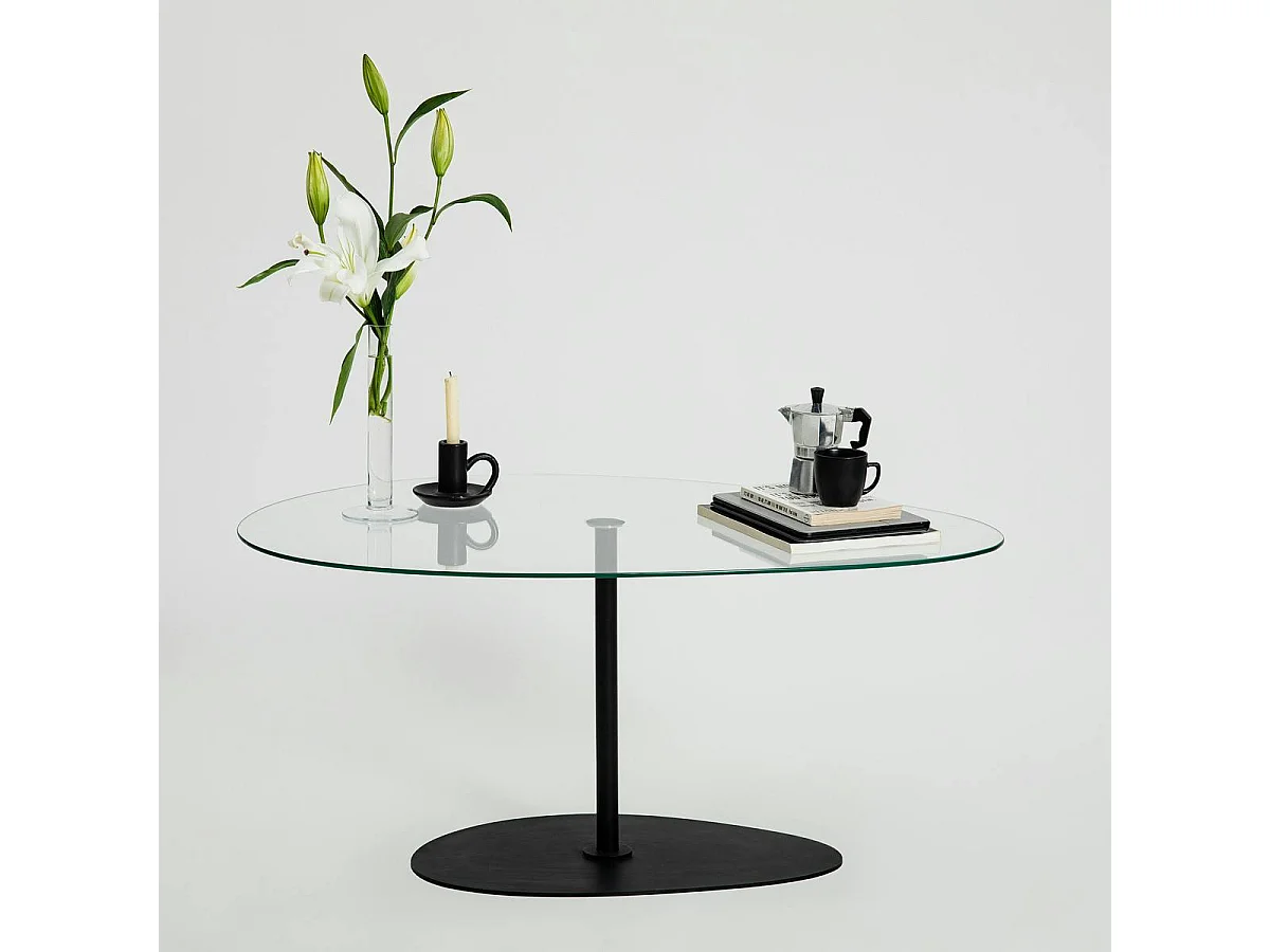 Table basse en verre, forme triangle organique TULUM