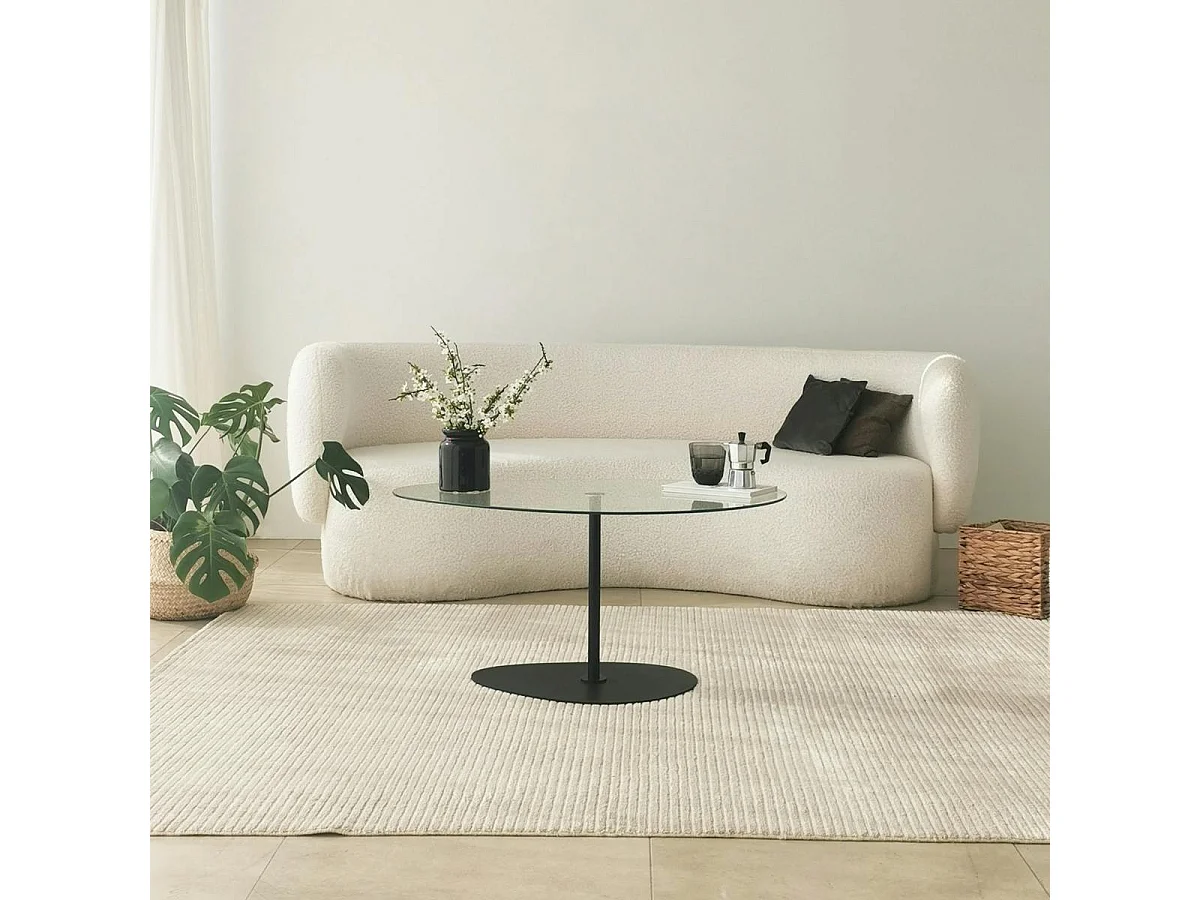 Table basse en verre, forme triangle organique TULUM