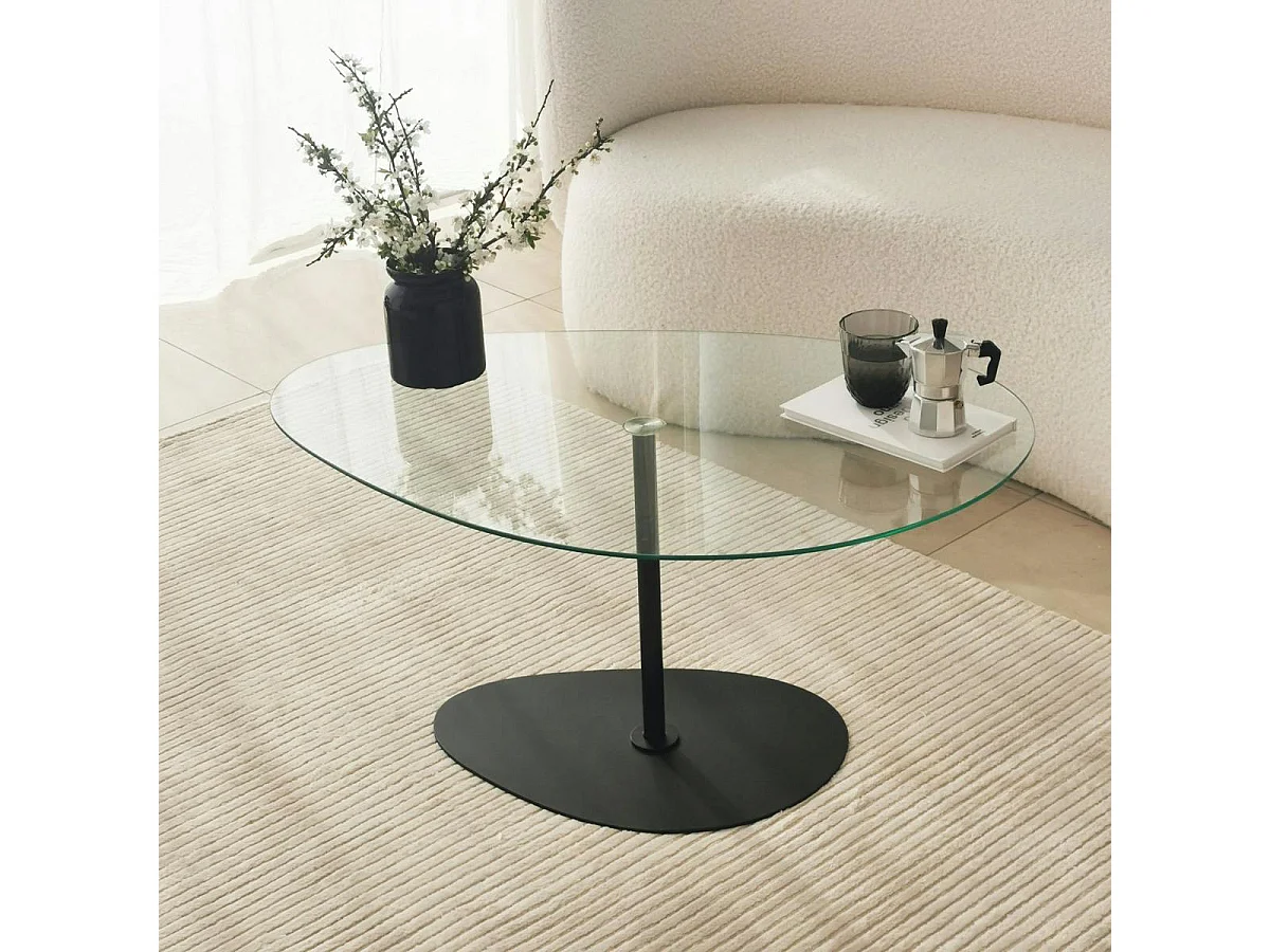 Table basse en verre, forme triangle organique TULUM