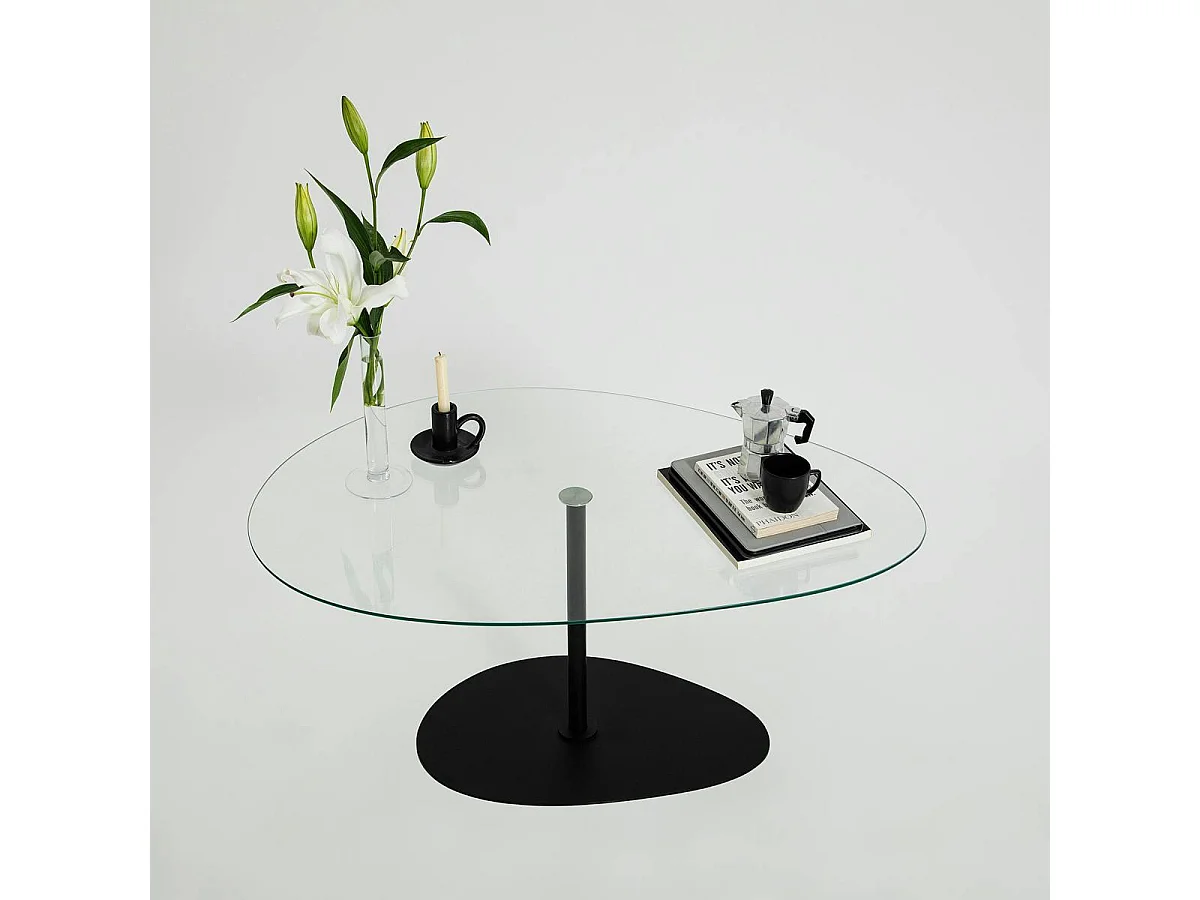 Table basse en verre, forme triangle organique TULUM