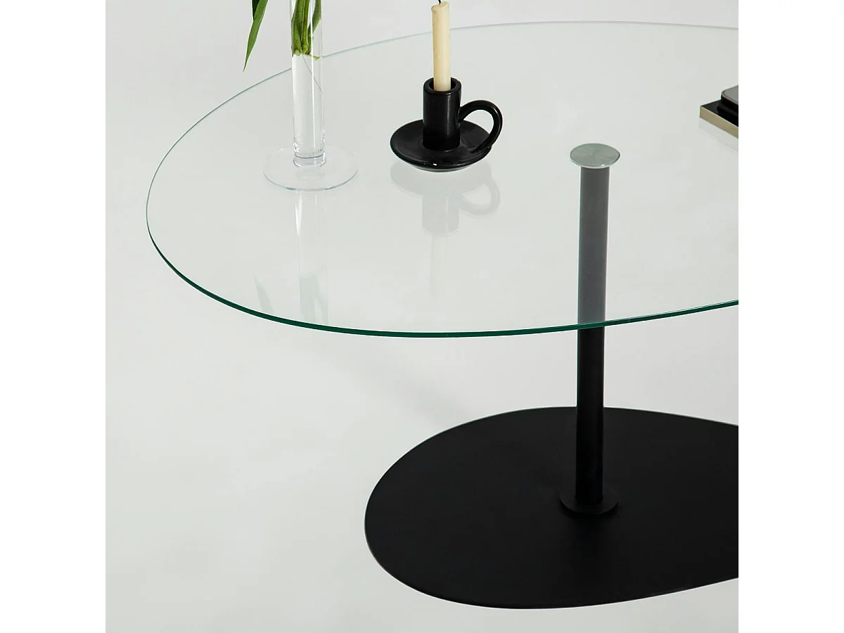 Table basse en verre, forme triangle organique TULUM