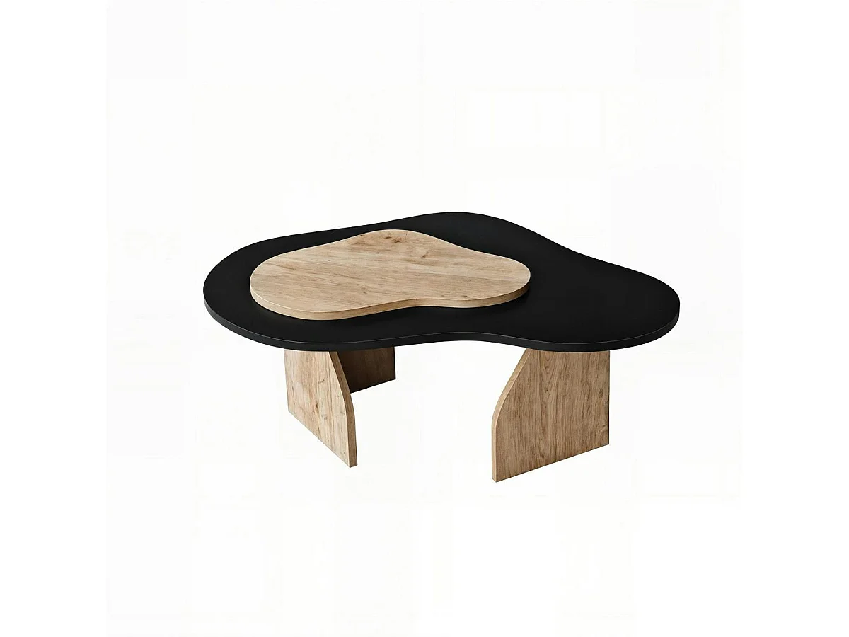 Table basse organique effet bois noir et bois clair MARFA