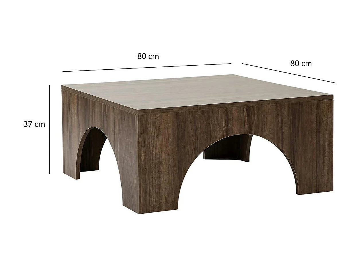 Table basse carrée structure effet noyer à arches SALTA