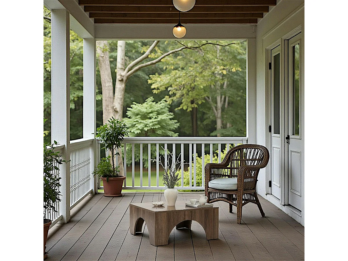Table basse carrée structure effet noyer à arches SALTA
