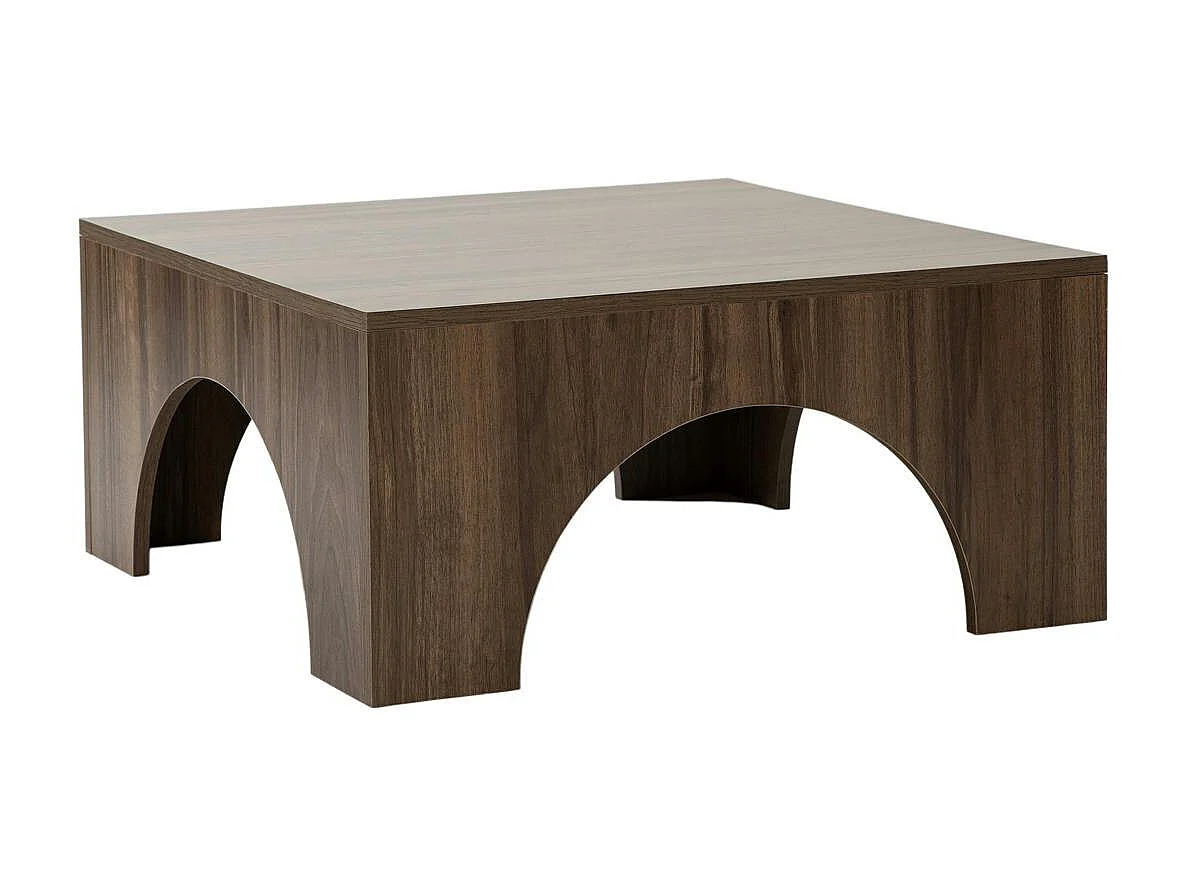 Table basse carrée structure effet noyer à arches SALTA