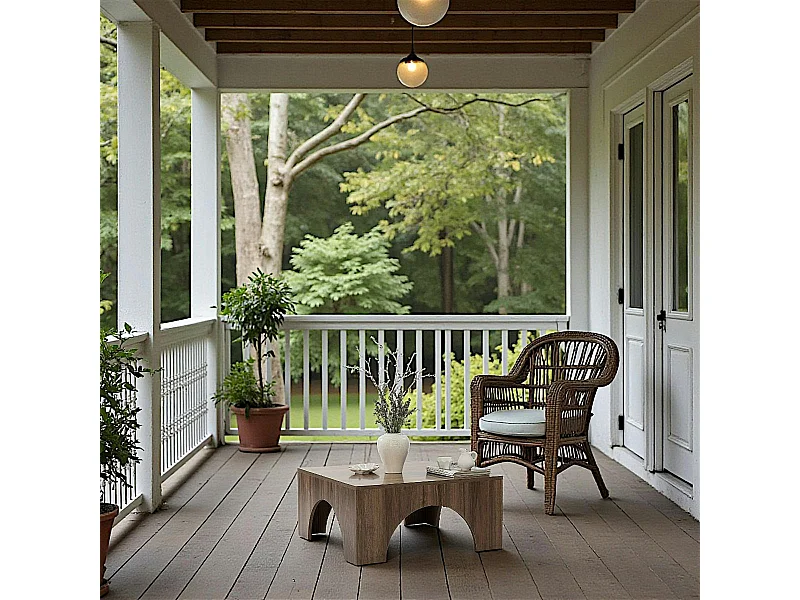 Table basse carrée structure effet noyer à arches SALTA