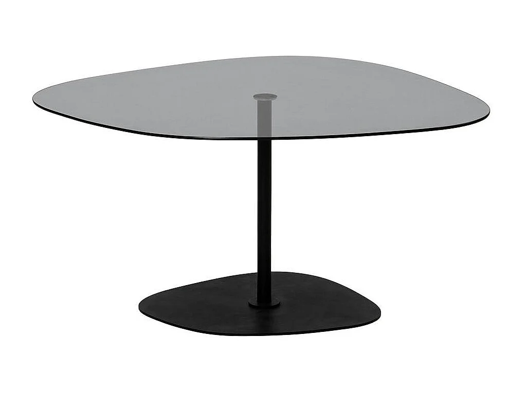 Table basse en verre fumé minimaliste forme galet TULUM
