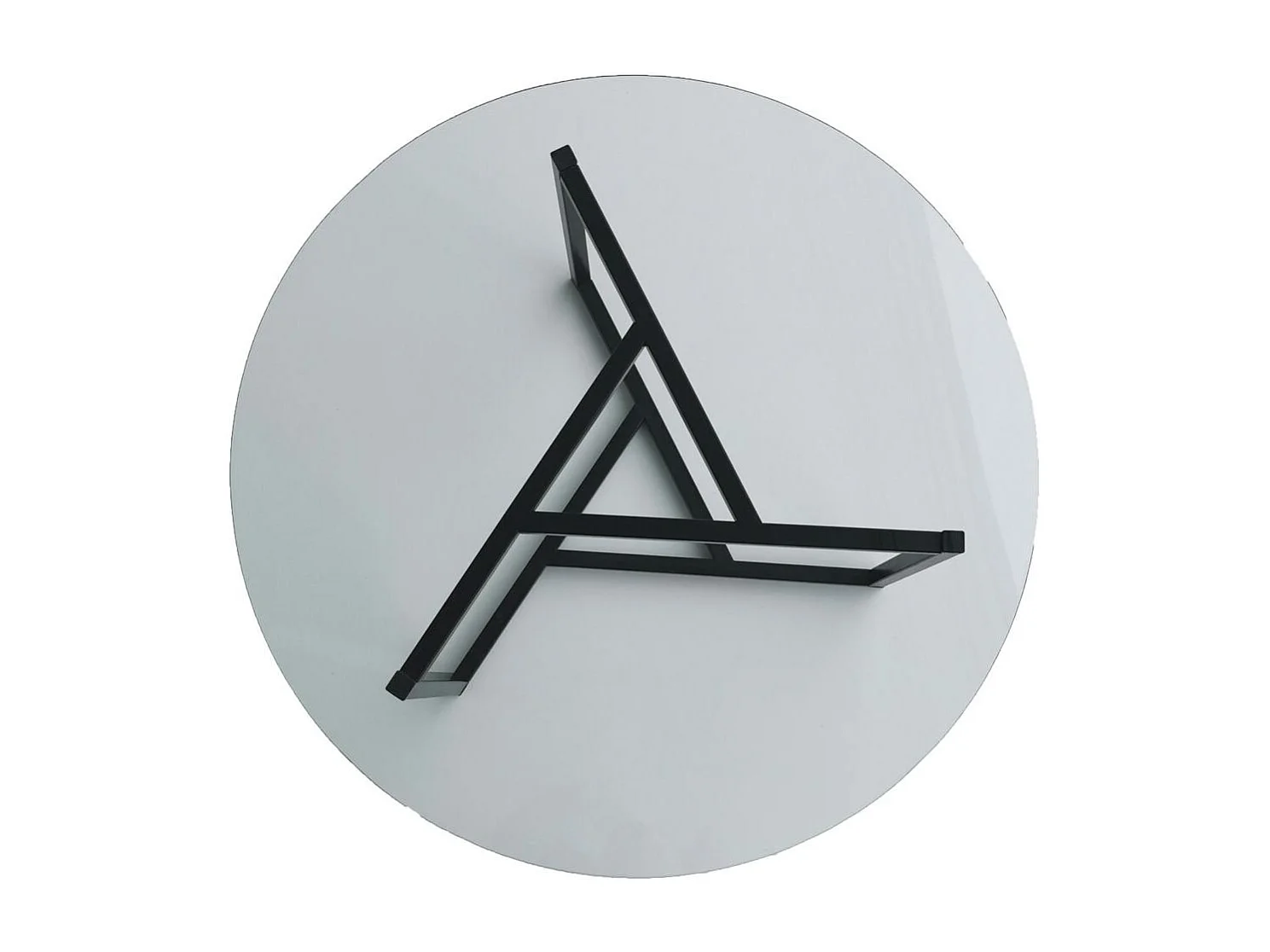 Table basse ronde en verre, pied noir 3 branches TULUM