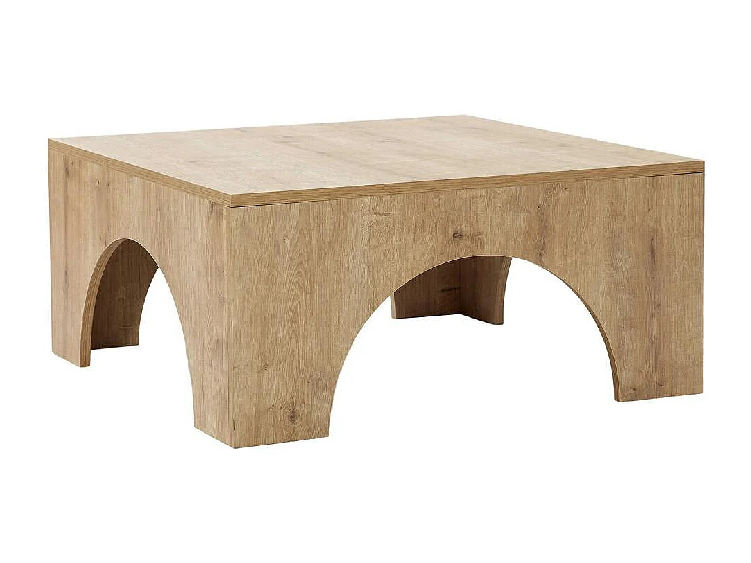 Table basse carrée structure effet bois à arches SALTA