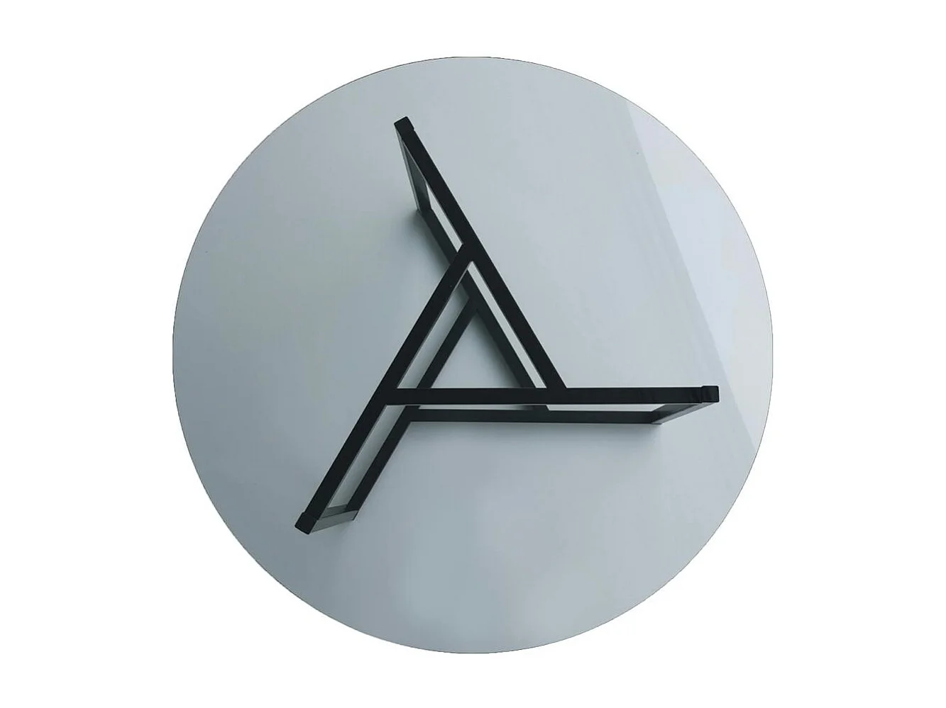 Table basse ronde verre fumé, pied noir 3 branches TULUM