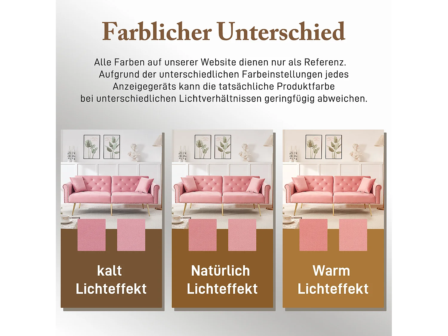 Sofa rozkładana 2-osobowa - 173 x 75 x 70 cm - 3-stopniowa regulacja oparcia + złote metalowe nogi - aksamit - różowy