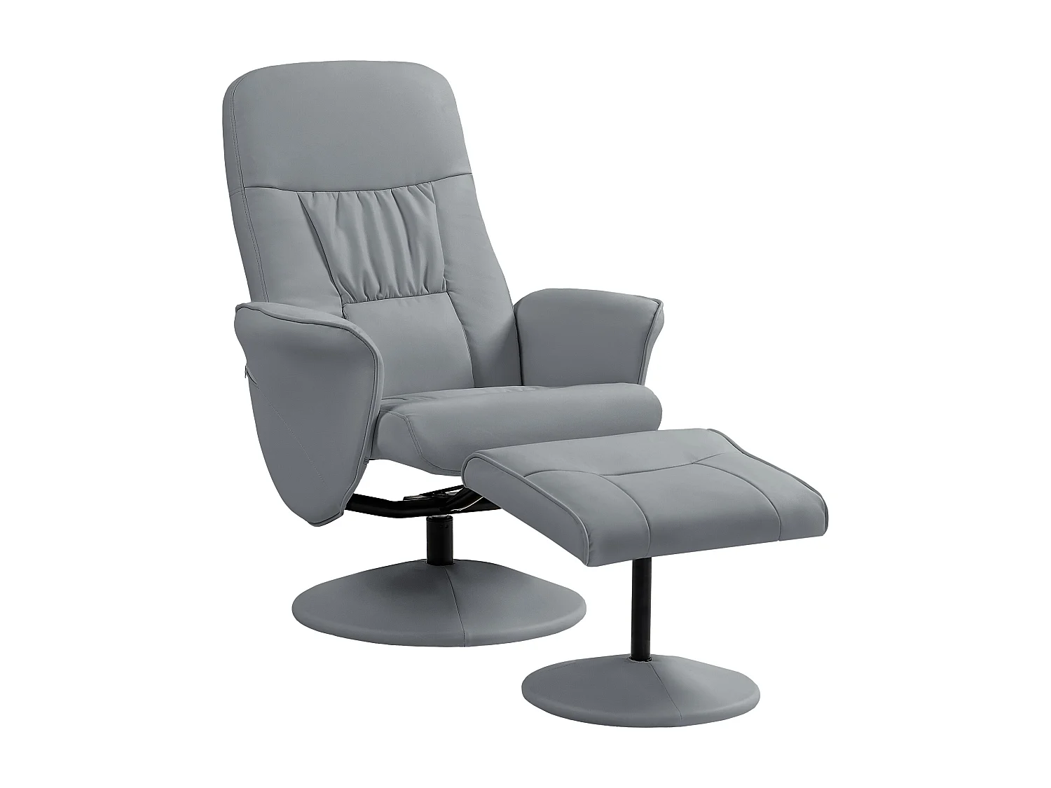 Fauteuil relax inclinable pivotant style contemporain avec repose-pied revêtement synthétique gris