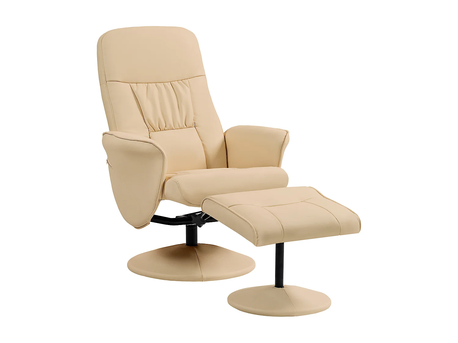 Fauteuil relax inclinable pivotant style contemporain avec repose-pied revêtement synthétique beige