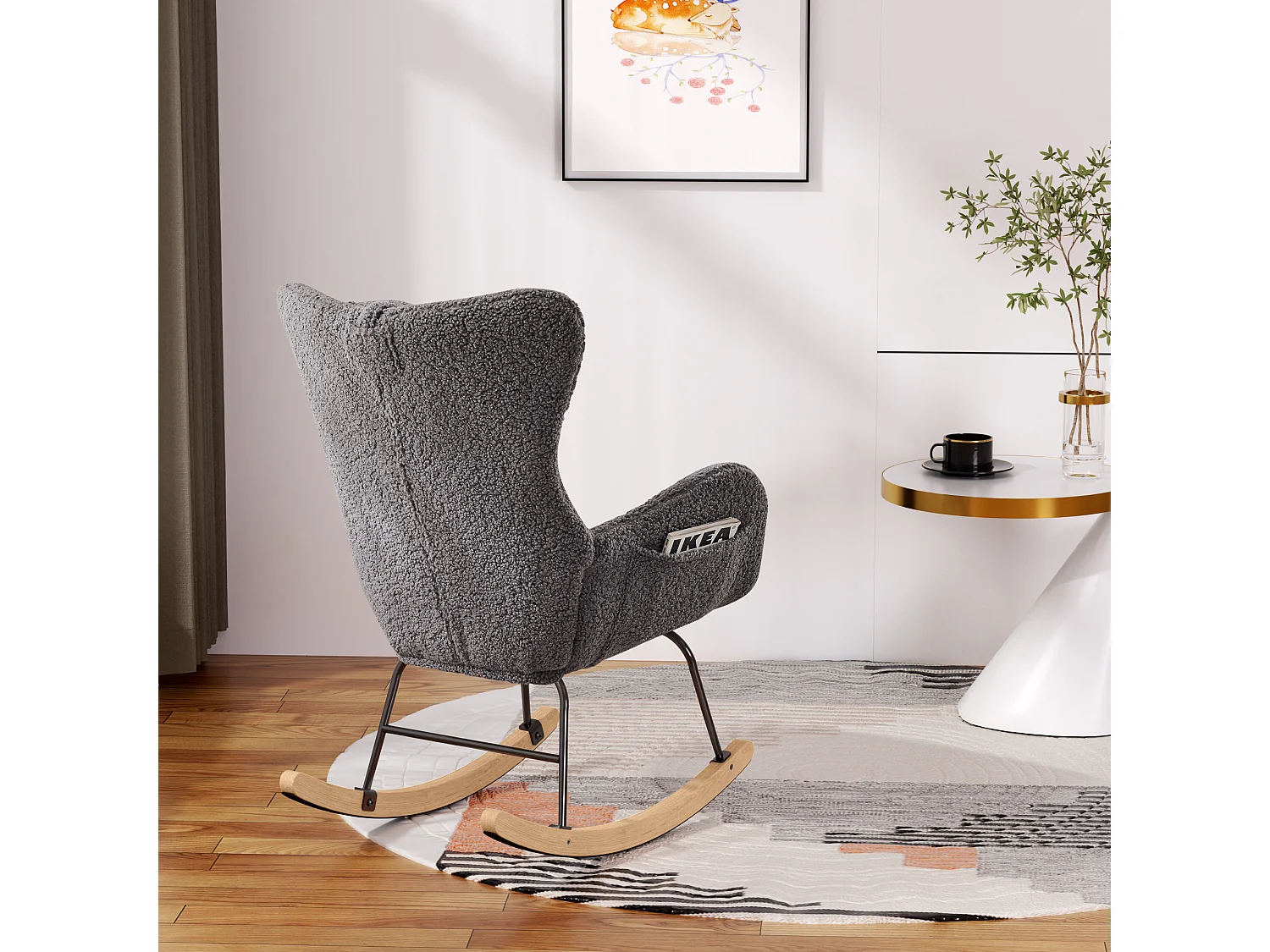 Fauteuil À Bascule Avec Accoudoirs - Chaise Berçante Design Avec Appui-Tête - Blanc