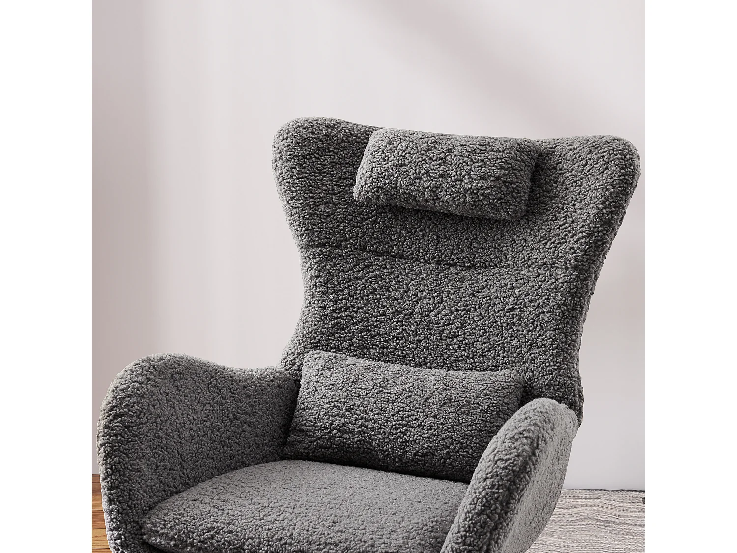Fauteuil À Bascule Avec Accoudoirs - Chaise Berçante Design Avec Appui-Tête - Blanc