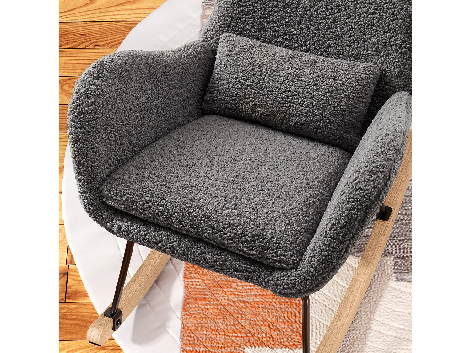 Fauteuil À Bascule Avec Accoudoirs - Chaise Berçante Design Avec Appui-Tête - Blanc