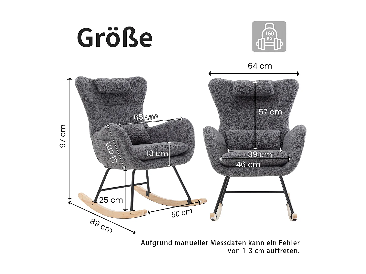 Fauteuil À Bascule Avec Accoudoirs - Chaise Berçante Design Avec Appui-Tête - Blanc