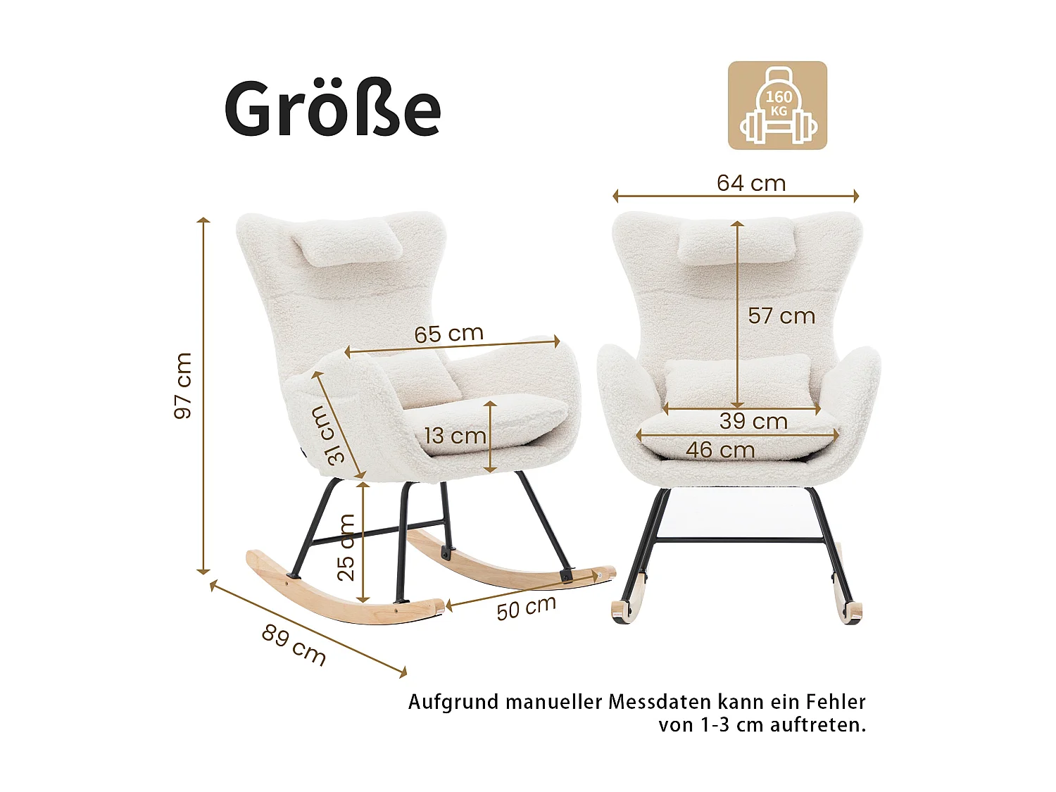 Fauteuil À Bascule Avec Accoudoirs - Chaise Berçante Design Avec Appui-Tête - Blanc