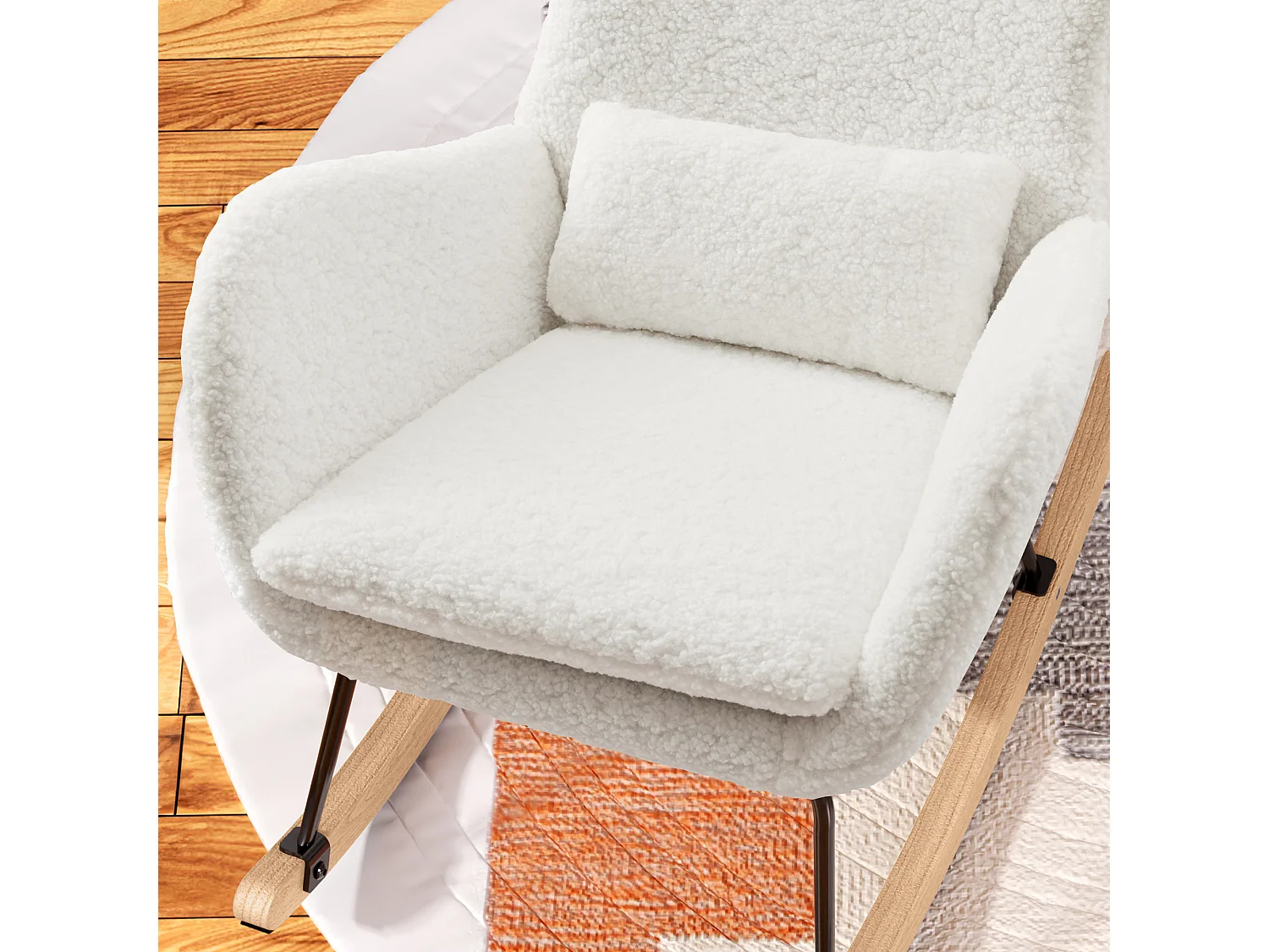 Fauteuil À Bascule Avec Accoudoirs - Chaise Berçante Design Avec Appui-Tête - Blanc