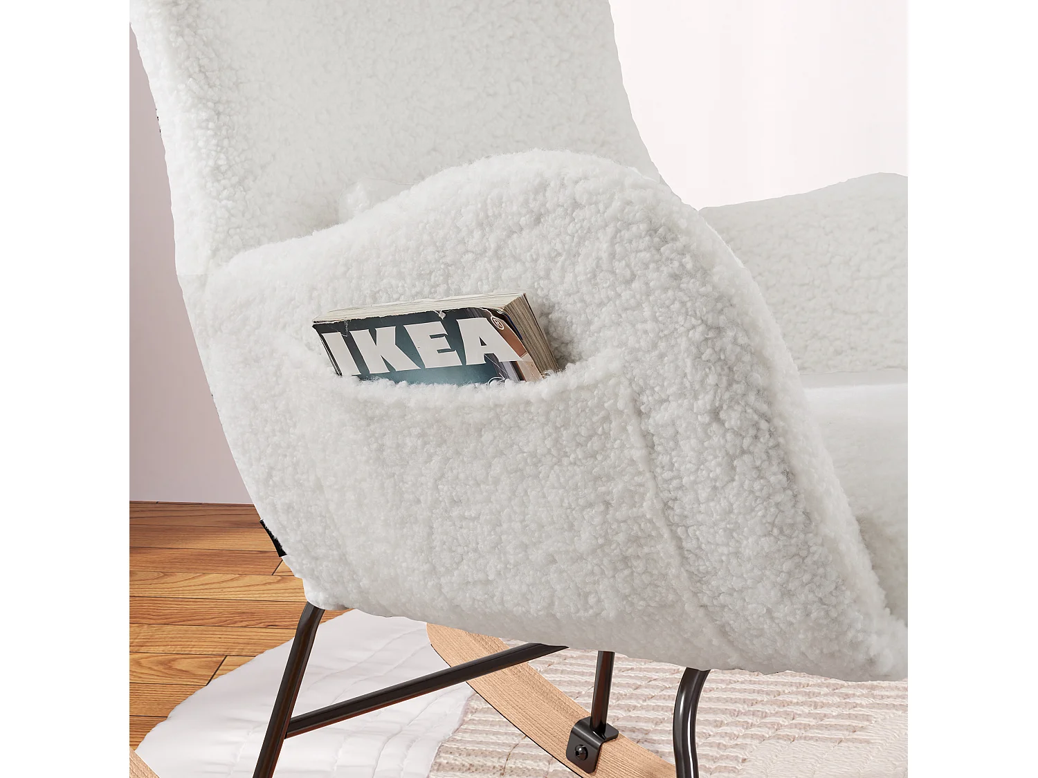 Fauteuil À Bascule Avec Accoudoirs - Chaise Berçante Design Avec Appui-Tête - Blanc
