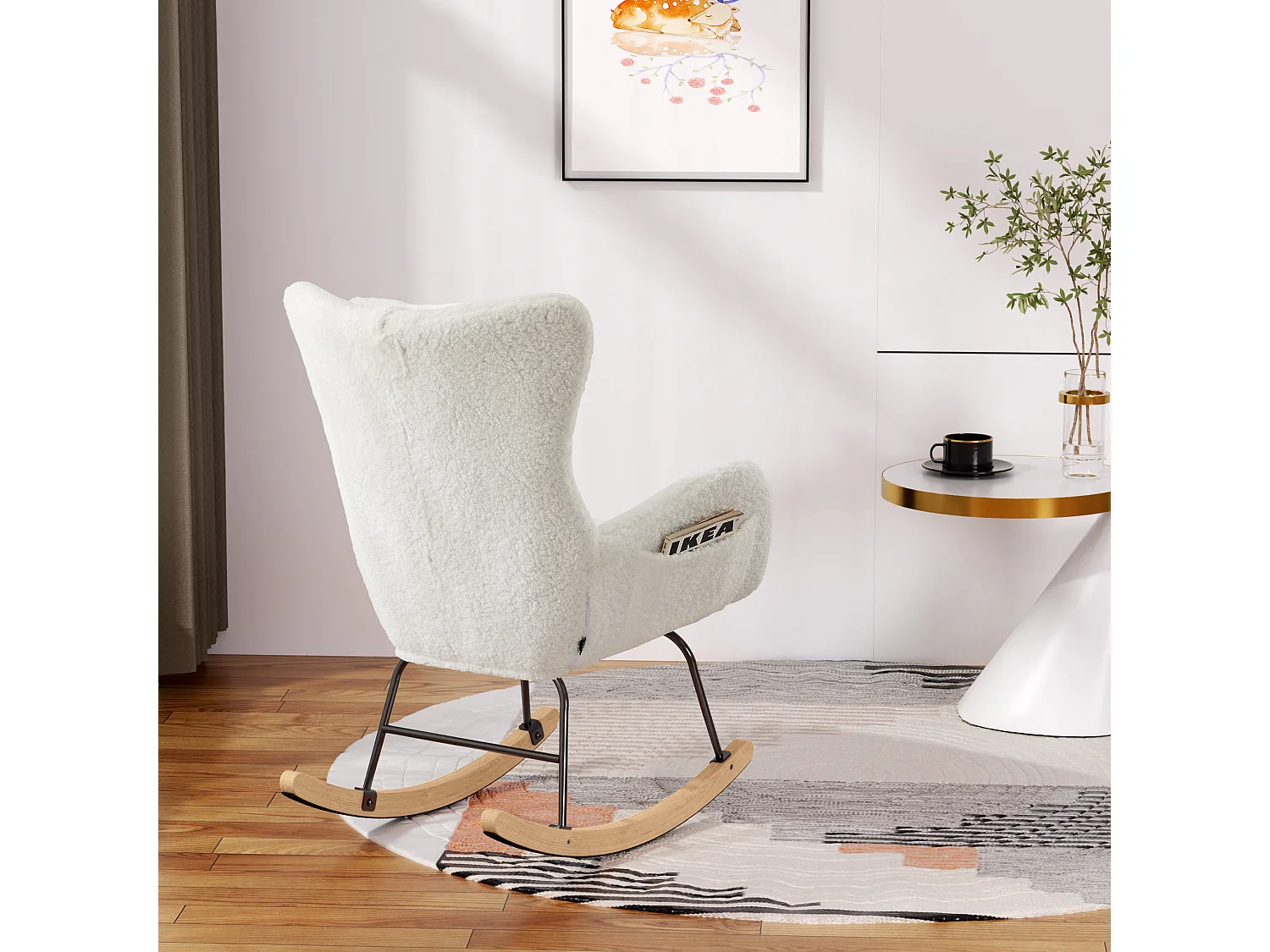 Fauteuil À Bascule Avec Accoudoirs - Chaise Berçante Design Avec Appui-Tête - Blanc