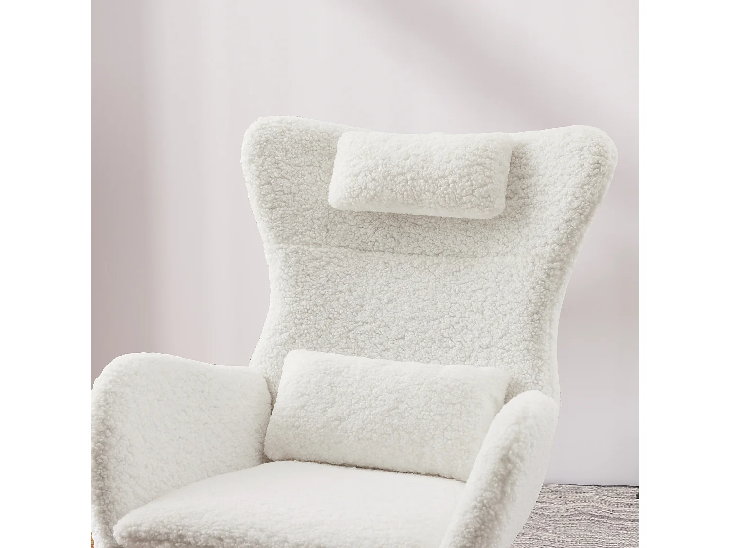 Fauteuil À Bascule Avec Accoudoirs - Chaise Berçante Design Avec Appui-Tête - Blanc