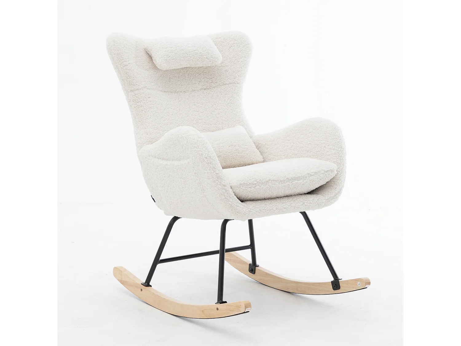 Fauteuil À Bascule Avec Accoudoirs - Chaise Berçante Design Avec Appui-Tête - Blanc