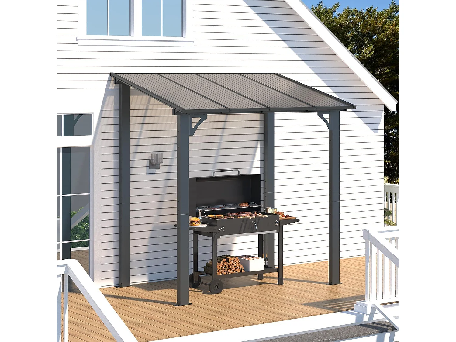 YODOLLA Aluminium-Pavillon, Metallmarkisen, Pavillons, Pergola, Robuste Metall-Pergola (Schwarz, 2,4 x 1,5m)