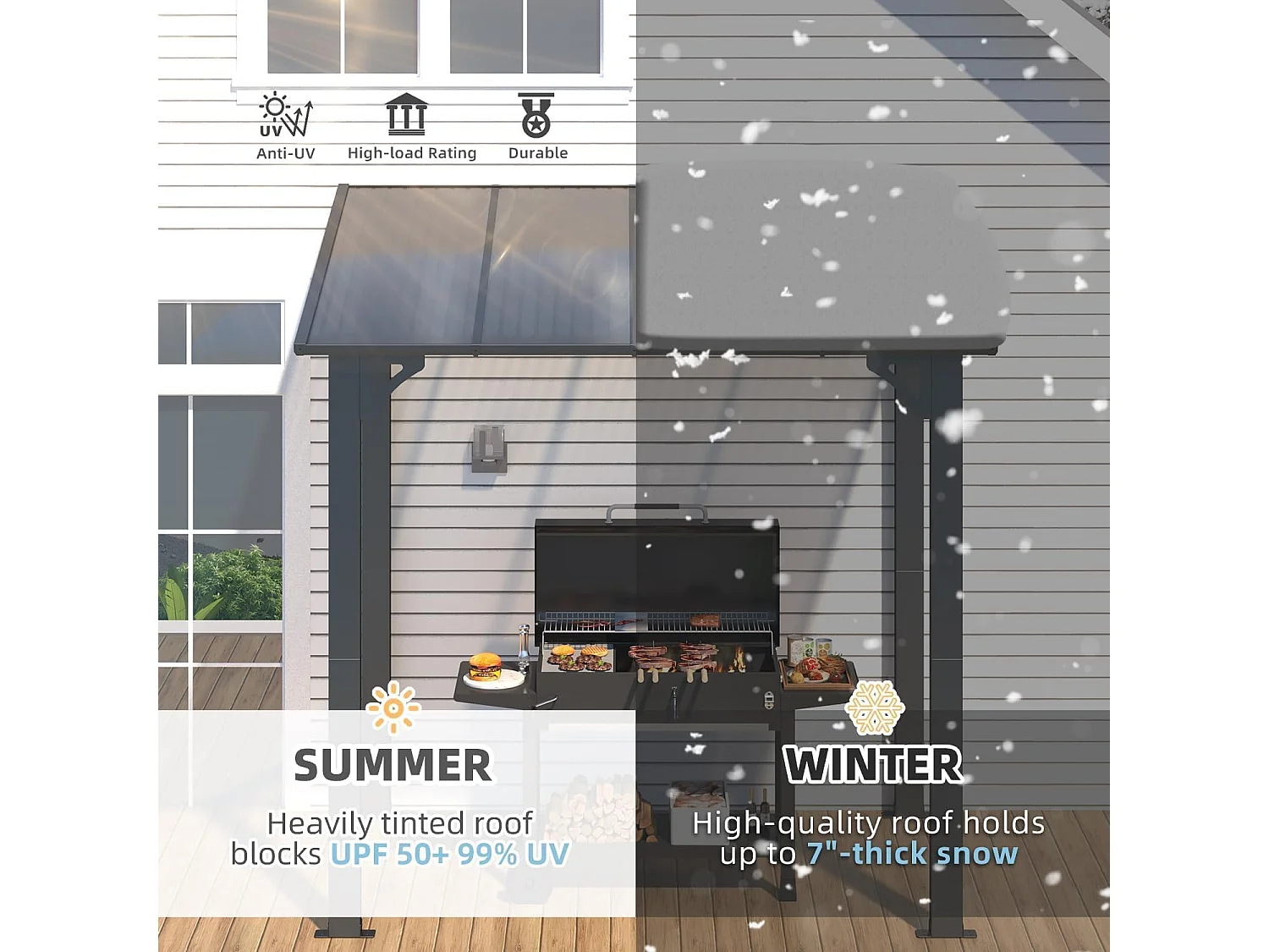 YODOLLA Aluminium-Pavillon, Metallmarkisen, Pavillons, Pergola, Robuste Metall-Pergola (Schwarz, 2,4 x 1,5m)