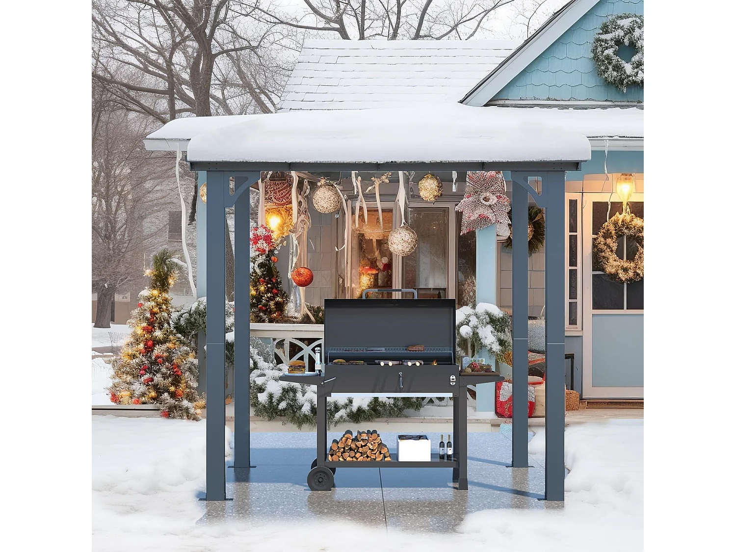 YODOLLA Aluminium-Pavillon, Metallmarkisen, Pavillons, Pergola, Robuste Metall-Pergola (Schwarz, 2,4 x 1,5m)