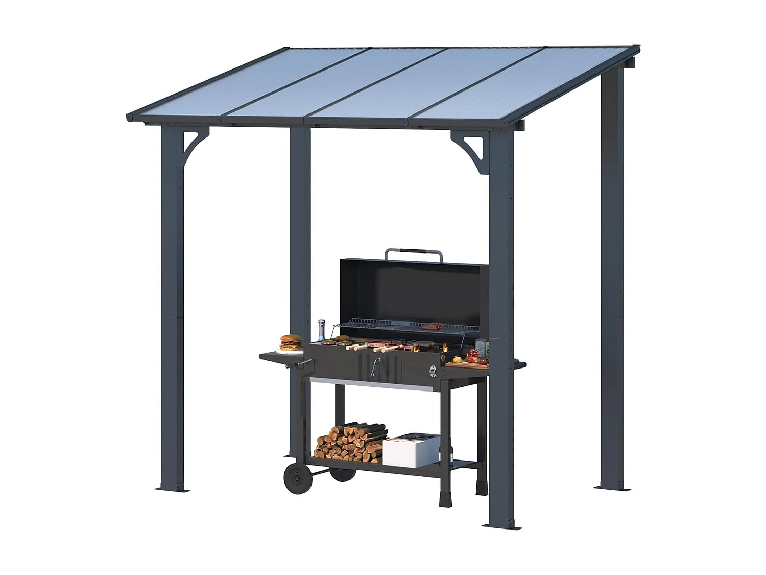 YODOLLA Aluminium-Pavillon, Metallmarkisen, Pavillons, Pergola, Robuste Metall-Pergola (Schwarz, 2,4 x 1,5m)