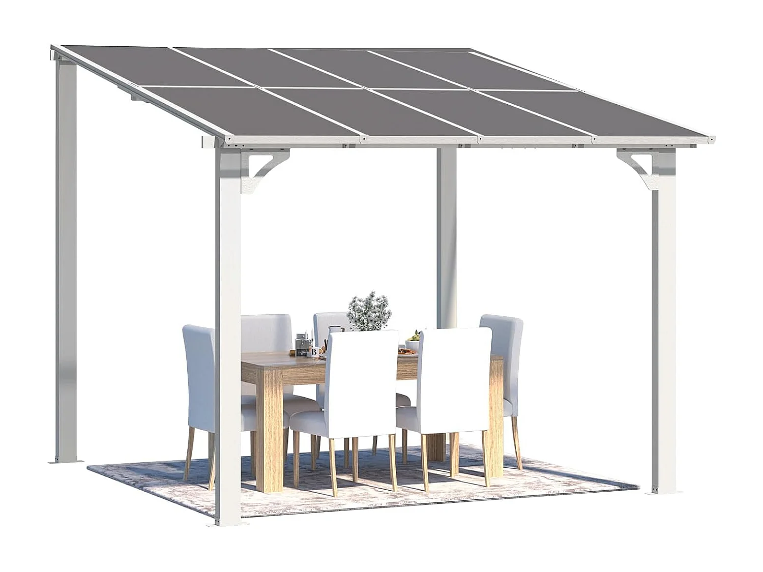 YODOLLA Aluminium-Pavillon, Metallmarkisen, Pavillons, Pergola, Robuste Metall-Pergola (Weiß, 2,4 x 2,4 m)