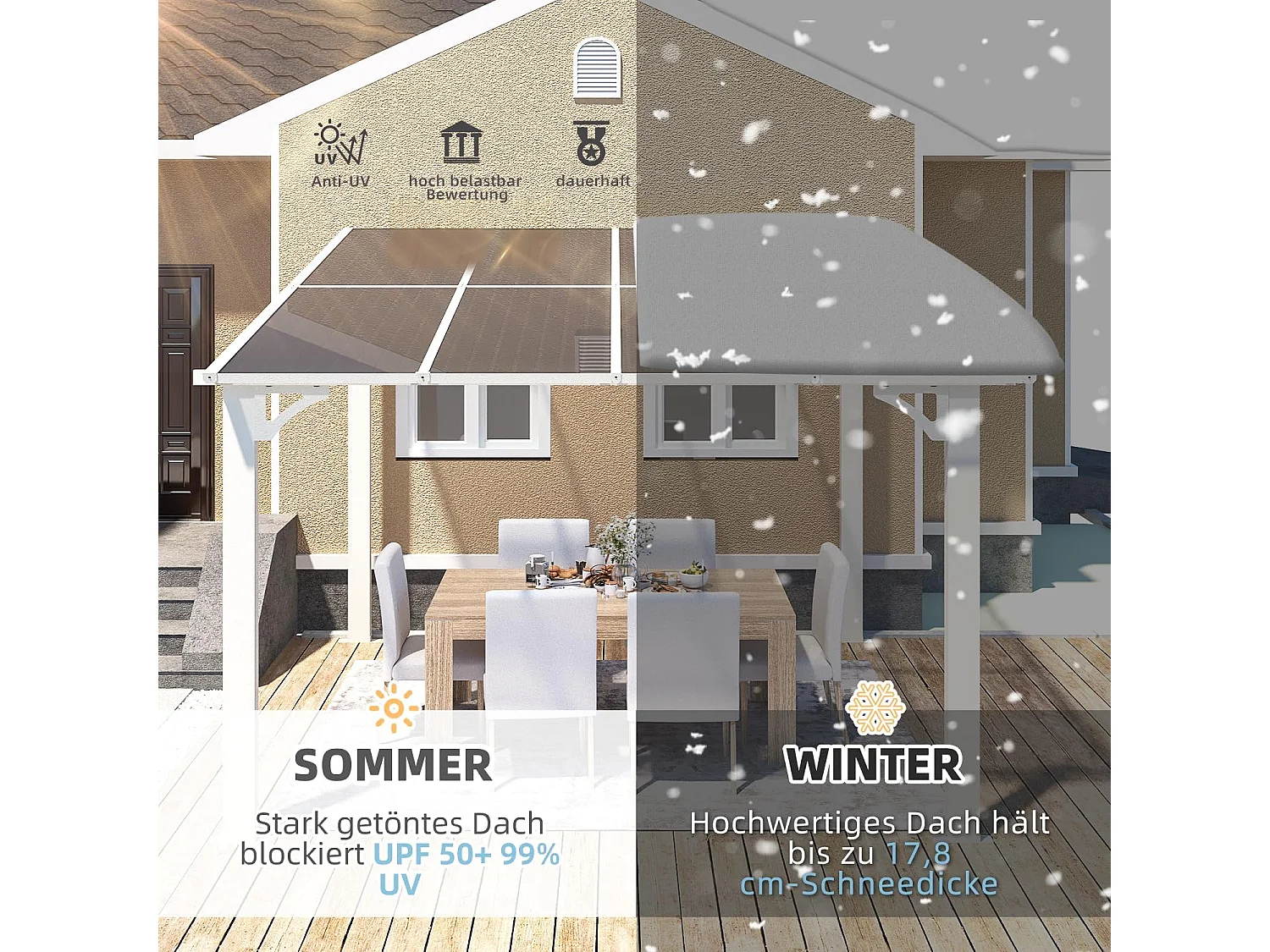 YODOLLA Aluminium-Pavillon, Metallmarkisen, Pavillons, Pergola, Robuste Metall-Pergola (Weiß, 2,4 x 2,4 m)