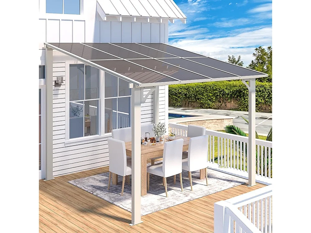 YODOLLA Aluminium-Pavillon, Metallmarkisen, Pavillons, Pergola, Robuste Metall-Pergola (Weiß, 2,4 x 2,4 m)