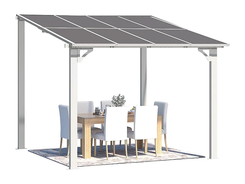 YODOLLA Aluminium-Pavillon, Metallmarkisen, Pavillons, Pergola, Robuste Metall-Pergola (Weiß, 2,4 x 2,4 m)