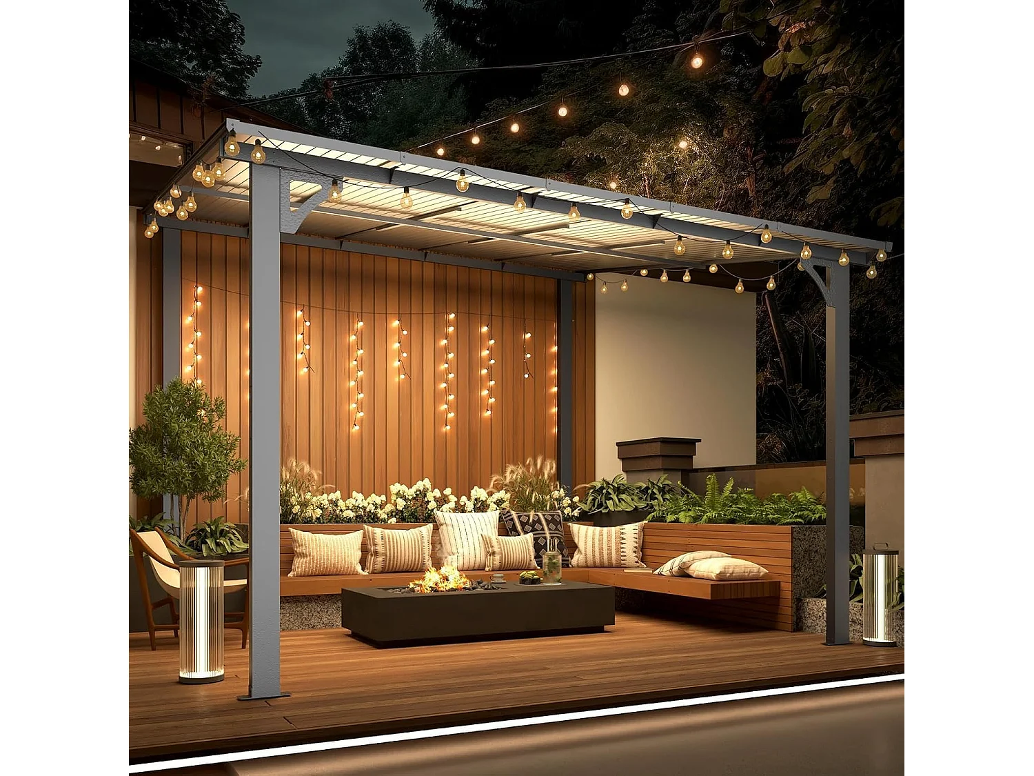 YODOLLA Aluminium-Pavillon, Metallmarkisen, Pavillons, Pergola, Robuste Metall-Pergola (Schwarz, 2,4 x 2,4 m)