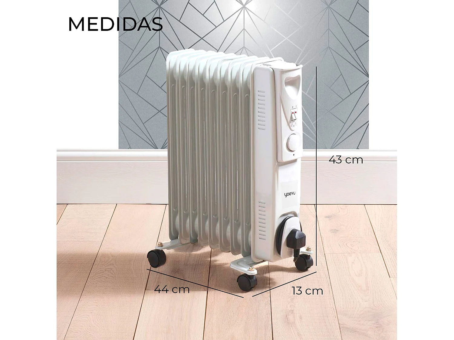 Yoevu-Radiador de aceite bajo consumo 9 elementos 2000W, blanco