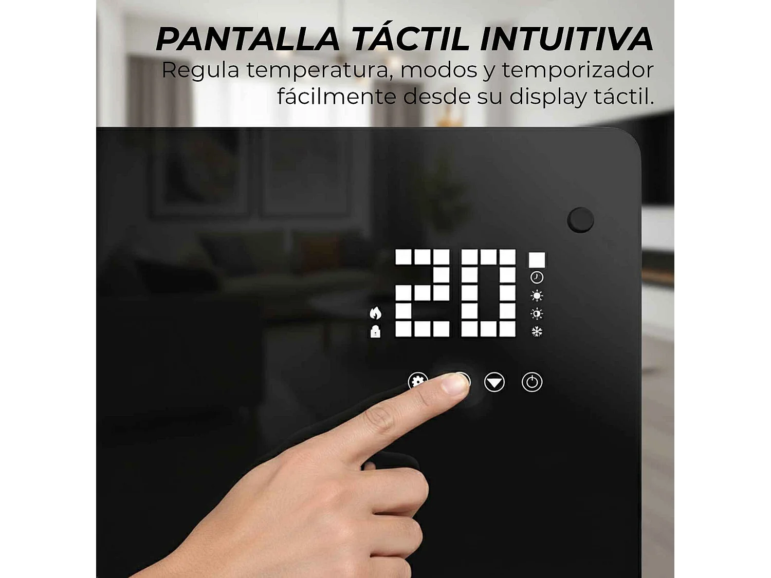 YOEVU - Emisor térmico de cristal 2500W , temporizador 24 horas, soporte con ruedas, 2 modos de potencia