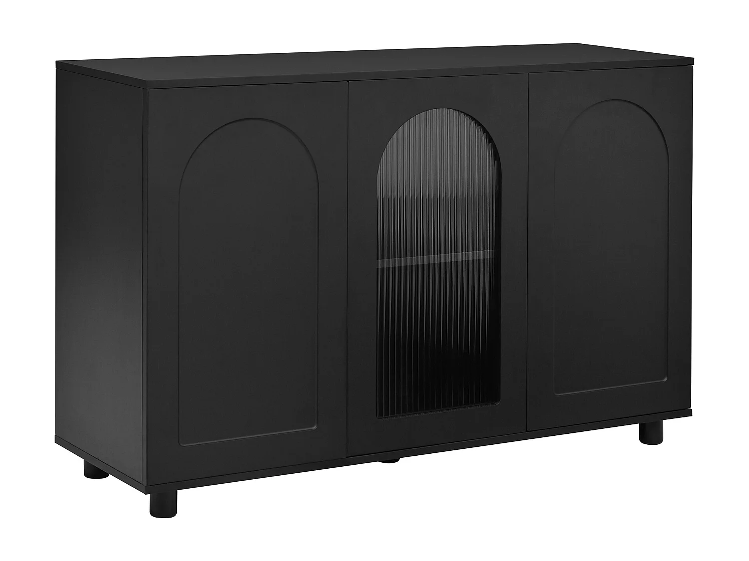 Buffet élégant et sobre en forme de U - 120 x 40 x 78.5 cm - avec porte vitrée idéal - MDF - noir