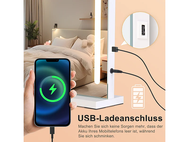 Miroir de courtoisie NETTLIFE avec éclairage Miroir Hollywood avec 9 LED Petit miroir cosmétique avec lumière Rotation à 360° Miroir de table